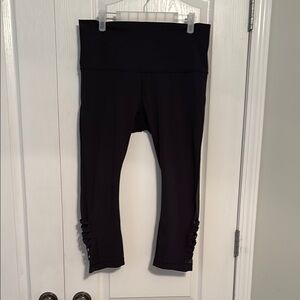lululemon athletica Black cropped Leggings w/ Mesh and Strap Design